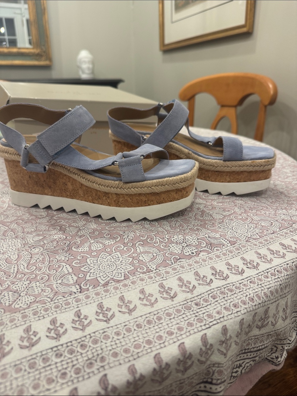 Light blue suede Mark Fisher platform sandals size 8.5